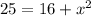 25=16+x^2