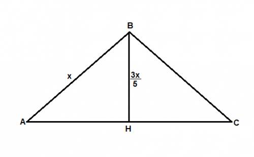 Площадь равнобедренного треугольника 27^2 см. синус угла при основаниях треугольника равен 3/5. найд