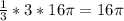 \frac{1}{3}*3*16 \pi = 16 \pi