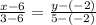 \frac{x-6}{3-6}= \frac{y-(-2)}{5-(-2)}