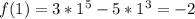 f(1)=3*1^5-5*1^3=-2