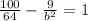 \frac{100}{64}- \frac{9}{b^2}=1