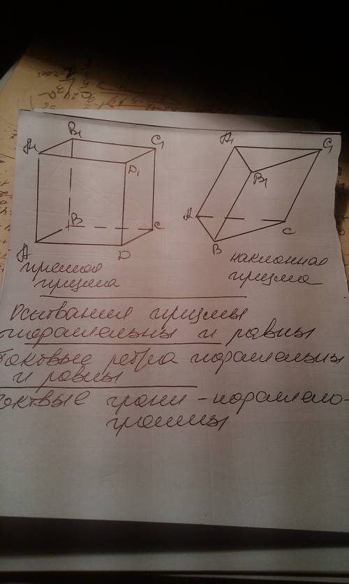 Охарактеризуйте взаимное расположение плоскостей, в которых лежат основания призмы.