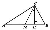Впрямоугольном треугольнике угол между высотой и медианой ,проведёнными из вершины прямого угла ,рав