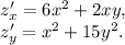 z'_x=6x^2+2xy, \\ z'_y=x^2+15y^2.