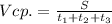 V cp. = \frac{S}{ t_{1}+t_{2}+t _{3} }