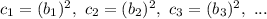 c_1=(b_1)^2,\ c_2=(b_2)^2,\ c_3=(b_3)^2,\ ...