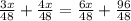 \frac{3x}{48} + \frac{4x}{48} = \frac{6x}{48} + \frac{96}{48}