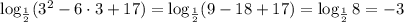 \log_{\frac{1}{2}} (3^2 -6 \cdot 3+17)=\log_{\frac{1}{2}} (9-18+17)=\log_{\frac{1}{2}} 8=-3