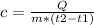 c = \frac{Q}{m * (t2 - t1)}