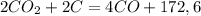 2CO_{2} +2C=4CO+172,6