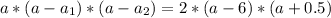 a*(a- a_{1})*(a- a_{2})=2*(a-6)*(a+0.5)