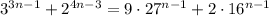 3^{3n-1}+2^{4n-3}=9\cdot27^{n-1}+2\cdot 16^{n-1}