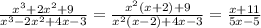 \frac{x^3+2x^2+9}{x^3-2x^2+4x-3}= \frac{x^2(x+2)+9}{x^2(x-2)+4x-3}= \frac{x+11}{5x-5}