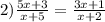 2) \frac{5x+3}{x+5}= \frac{3x+1}{x+2}