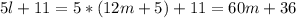 5l+11=5*(12m+5)+11=60m+36