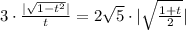 3\cdot \frac{| \sqrt{1-t^2} |}{t} =2 \sqrt{5} \cdot | \sqrt{ \frac{1+t}{2} } |