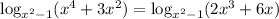 \log_{x^2-1}(x^4+3x^2)=\log_{x^2-1}(2x^3+6x)