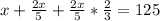 x+ \frac{2x}{5}+ \frac{2x}{5}* \frac{2}{3} =125