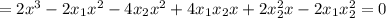 =2 x^{3} -2x_1x^2-4x_2x^2+4x_1x_2x+2x_2^2x-2x_1x_2^2=0