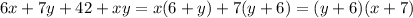 6x+7y+42+xy=x(6+y)+7(y+6)=(y+6)(x+7)