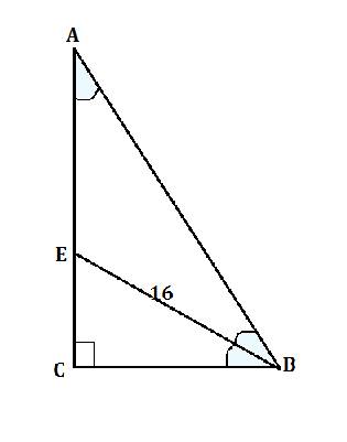 Впрямоугольном треугольнике abc(c=90) острый угол b равен 60 биссектриса этого угла равна 16 см найд