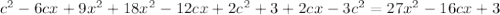 c^{2}-6cx+9 x^{2} +18 x^{2} -12cx+2c^{2} +3+2cx-3 c^{2}=27 x^{2} -16cx+3