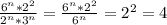 \frac{6 ^{n}*2 ^{2} }{2 ^{n}*3 ^{n} }= \frac{6 ^{n}*2 ^{2} }{6^{n}}=2^{2}=4