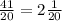 \frac{41}{20} = 2 \frac{1}{20}