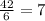 \frac{42}{6} = 7