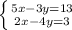 \left \{ {{5x-3y=13} \atop {2x-4y=3}} \right.