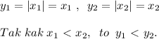 y_1=|x_1|=x_1\; ,\; \; y_2=|x_2|=x_2\\\\Tak\; kak\; x_1\ \textless \ x_2,\; \; to\; \; y_1\ \textless \ y_2.