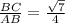 \frac{BC}{AB}= \frac{ \sqrt{7} }{4}