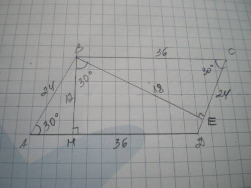 дві висоти паралелограма проведені з вершини тупого кута дорівнюють 12 см і 18 см кут між ними дорів