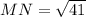 MN= \sqrt{41}