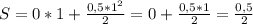 S = 0*1 + \frac{0,5 * 1^2}{2} = 0 + \frac{0,5 * 1}{2} = \frac{0,5}{2}