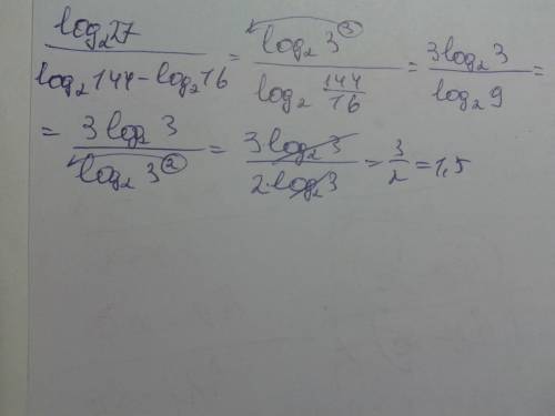 Найдите значение выражения log^2 27/log^2 144 - log^2 16