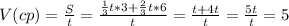 V(cp)= \frac{S}{t}= \frac{ \frac{1}{3}t*3+ \frac{2}{3}t*6 }{t}= \frac{t+4t}{t}= \frac{5t}{t}=5