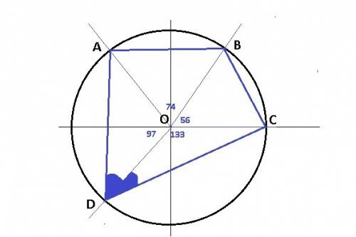 Вершины четырёхугольника abcd лежат на окружности и разделяют её на четыре дуги, градусные меры кото
