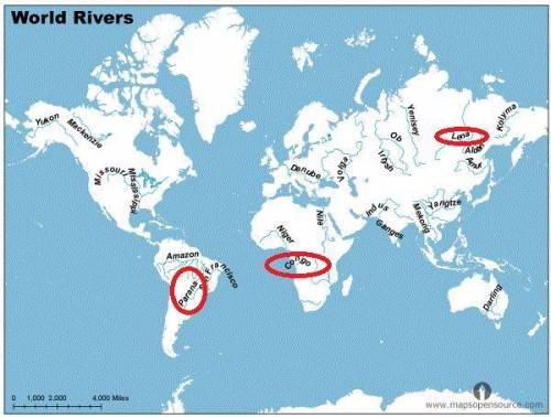 Где находятся реки: конго, парана, лена?
