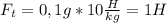 F_t=0,1g*10 \frac{H}{kg} =1H