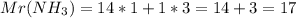 Mr(NH_3)=14*1+1*3=14+3=17