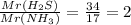 \frac{Mr(H_2S)}{Mr(NH_3)}= \frac{34}{17}=2