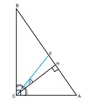 Впрямоугольном треугольнике из вершины прямого угла провели высоту и биссектрису угол между ними рав