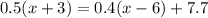 0.5(x+3)=0.4(x-6)+7.7