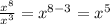 \frac{ x^{8} }{ x^{3} } = x^{8-3} = x^{5}