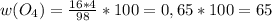 w(O_4)= \frac{16*4}{98}*100=0,65*100=65