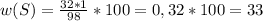 w(S)= \frac{32*1}{98}*100=0,32*100=33