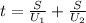 t=\frac{S}{U_1}+\frac{S}{U_2}