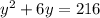 y^{2} +6y=216